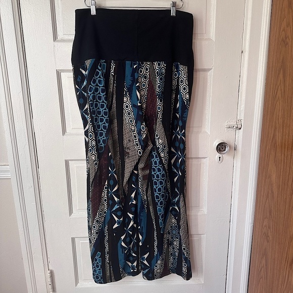 Women With Control Flare Leg Pants 1XP Stretch Flowy Retro Geometric Print Boho - Picture 11 of 16